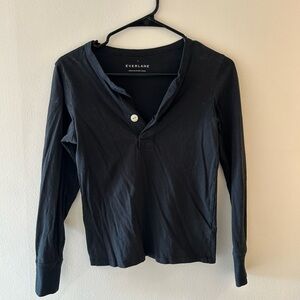 Everlane Black Long Sleeve Henley Tee